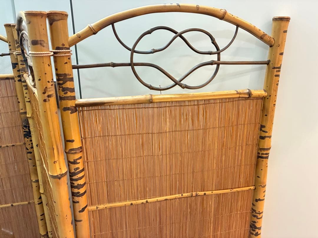 ついたて　衝立　4面　竹製　痛み無し　中古　和風　日本製　パーテーション　室内用