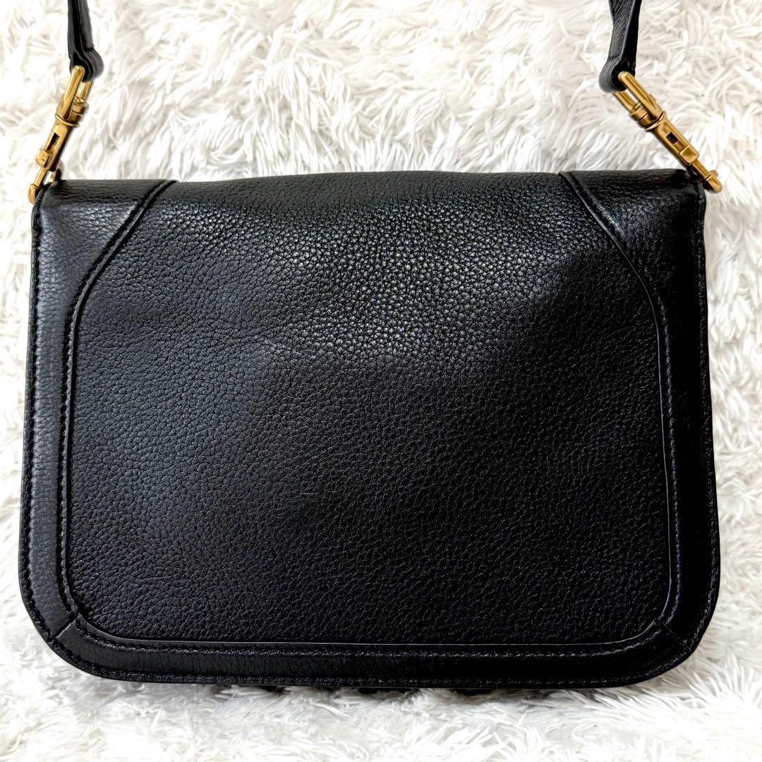 【極美品】 トリーバーチ ショルダーバッグ 2way 黒 フラップ ビックロゴ