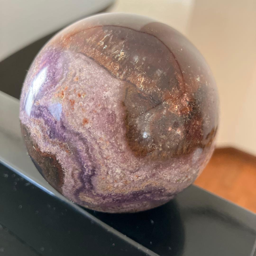 コレクションに！オーラライト23とフローライト共生　スフィア　天然石置物E177