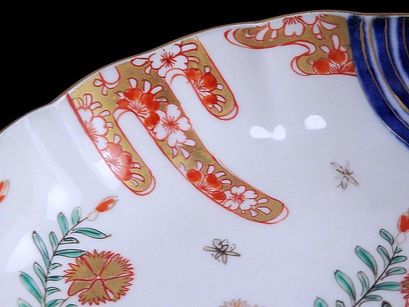 古伊万里　金襴手　撫子に桜花の図　膾皿　５客　D129AS-DAp