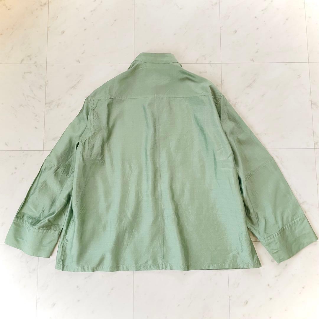 美品✨アンスクリア 長袖シャツ シルク100% グリーン 日本製