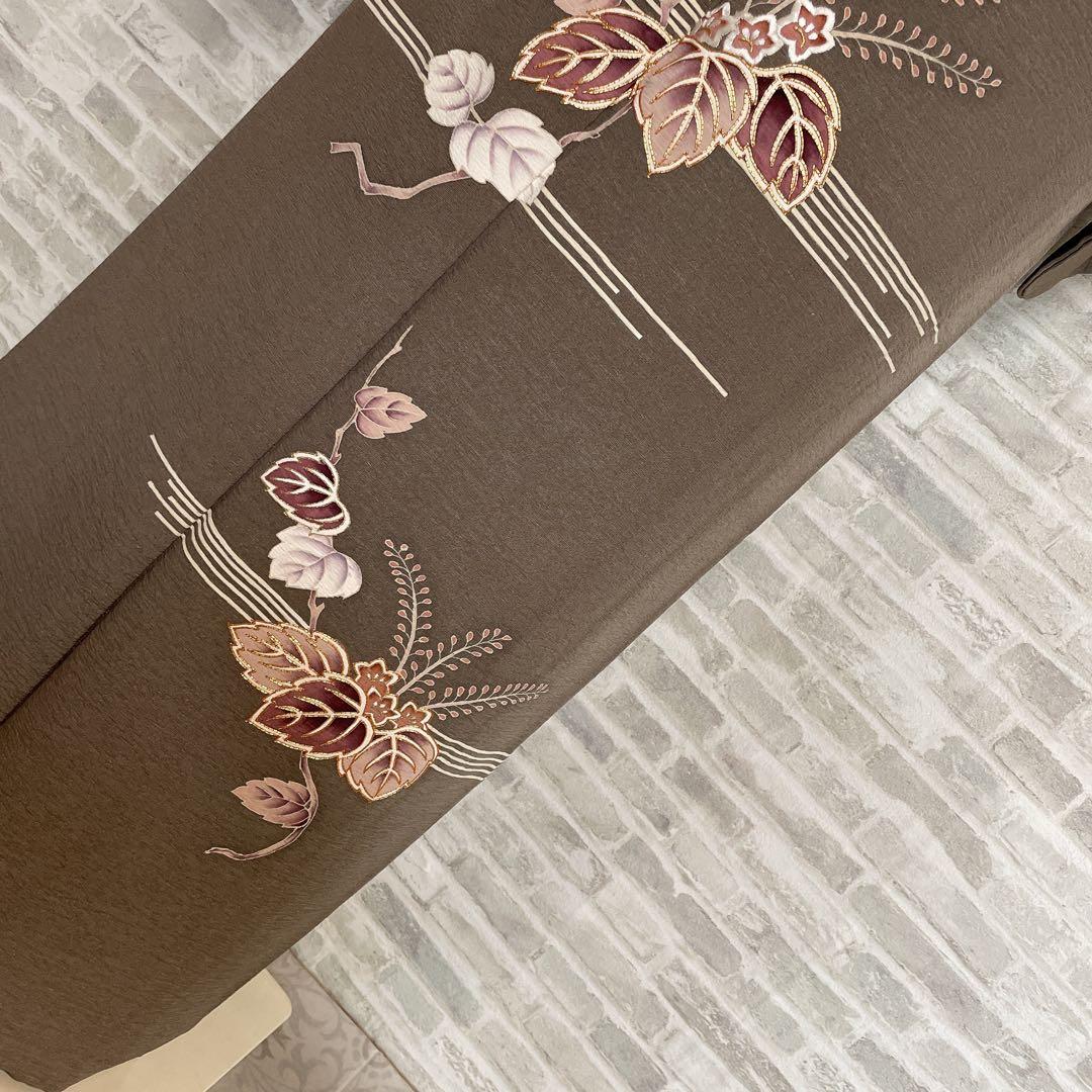 訪問着　フルセット　桐　桐の花　金駒刺繍　金彩加工　パールトーン加工　着物　H1