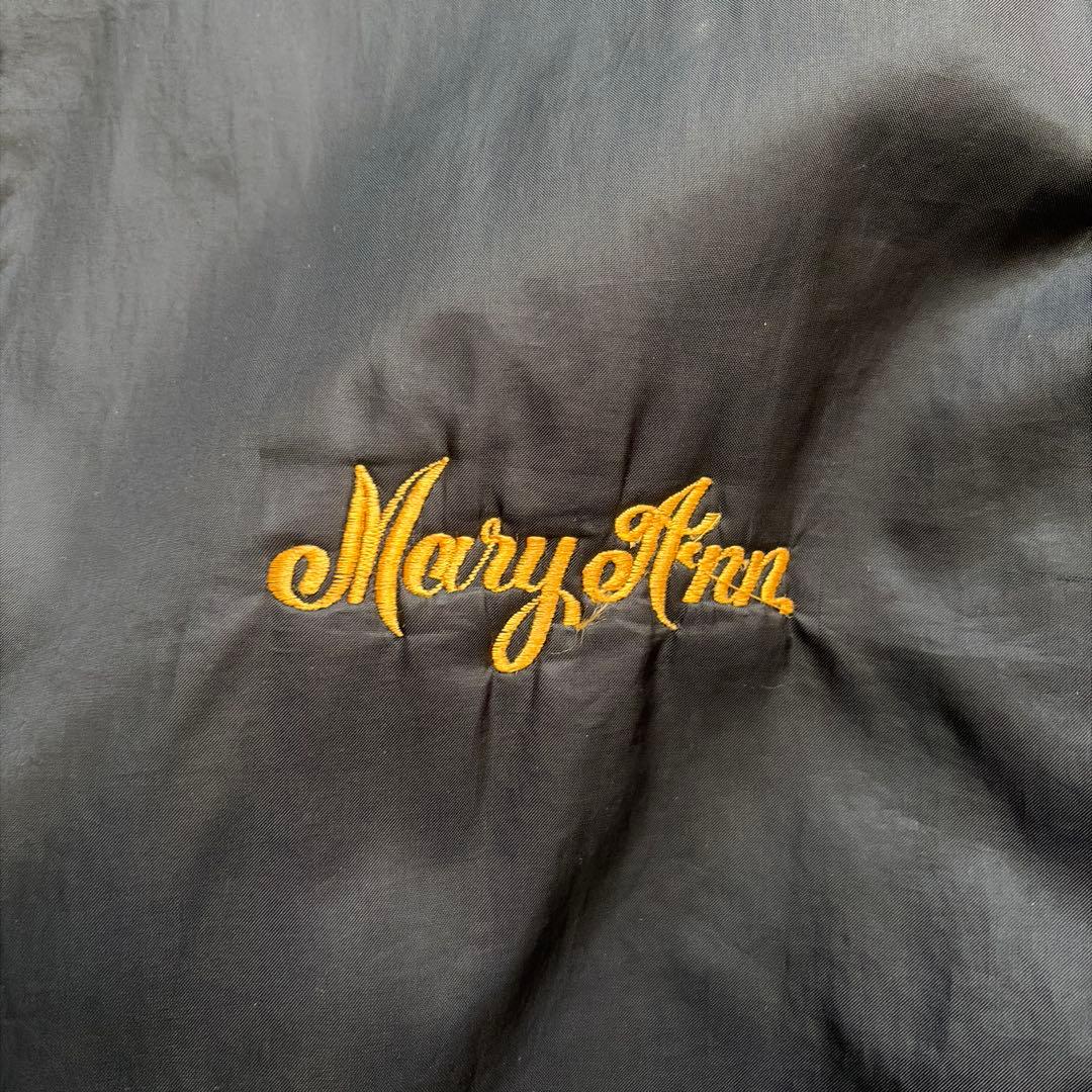 【90s USA製】RENNOC スタジャン L ブラック×オレンジ 刺繍 短丈