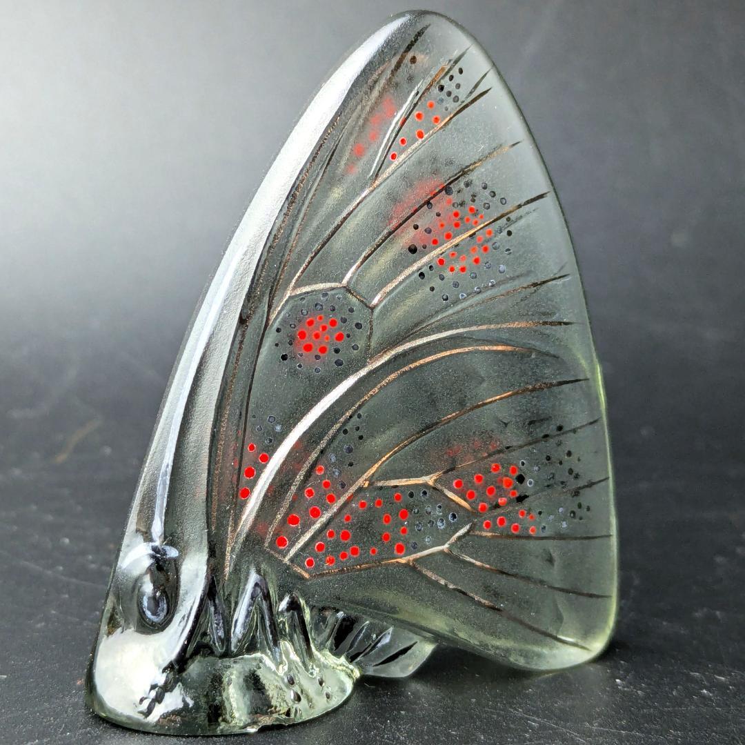 掌の美術 ラリック グレーイッシュ パピヨン蝶 オブジェ 精緻 洗練エナメル彩