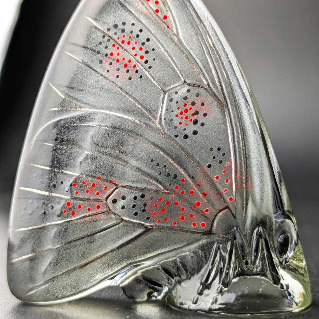 掌の美術 ラリック グレーイッシュ パピヨン蝶 オブジェ 精緻 洗練エナメル彩