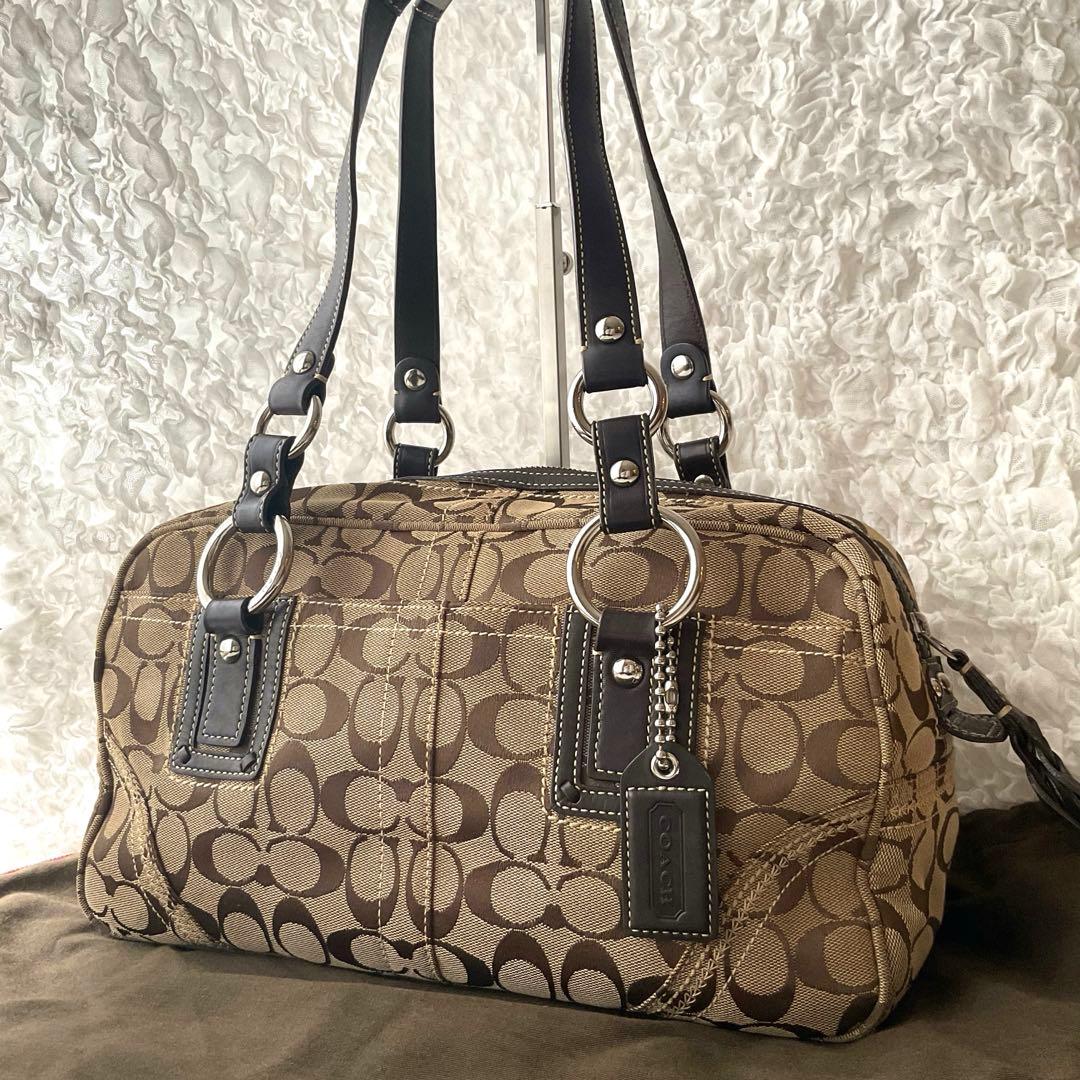 コーチ 10605 シグネチャー ショルダーバッグ キャンバス/レザー