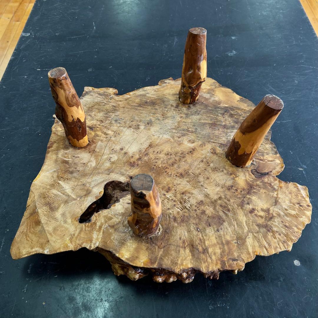 こぶ 無垢 一枚板 天然木 座卓 ローテーブル 鉢台 b