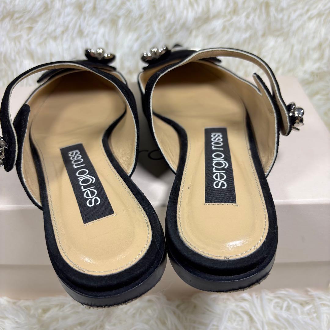 セルジオロッシ　パンプス　プレート　スエード　黒　ミュール　36