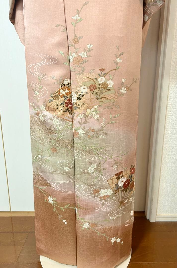 美品　正絹訪問着　裄丈長め　フルセット4点　佐賀錦袋帯　入学式　卒業式　七五三