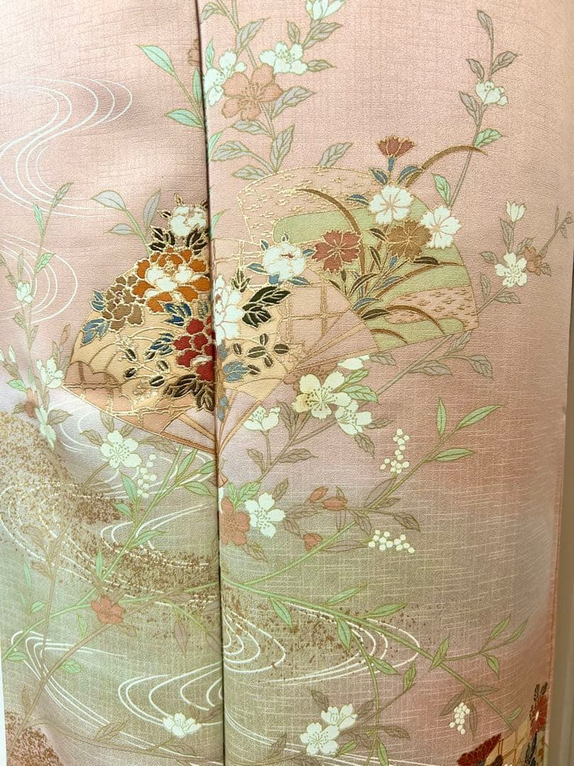 美品　正絹訪問着　裄丈長め　フルセット4点　佐賀錦袋帯　入学式　卒業式　七五三