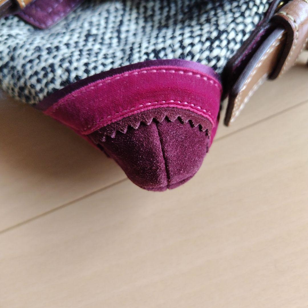 コーチ　ツイードリボンハンドショルダーバッグ