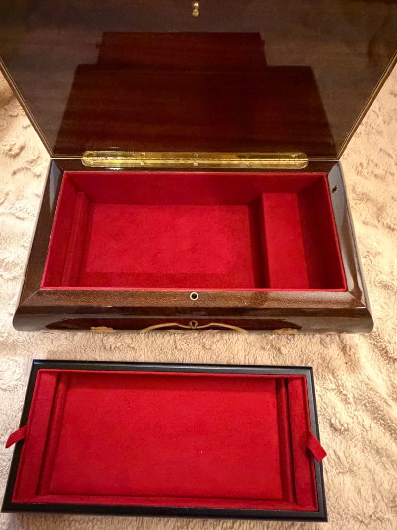 REUGE リュージュ オルゴール イタリア象嵌 ジュエリーボックス 鍵付き