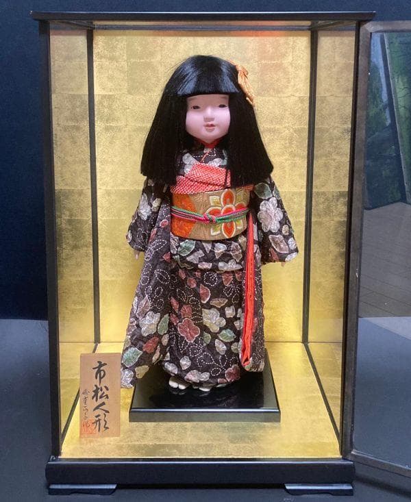 市松人形 女の子 工房朋 森重春幸作 54cm 人毛 ちりめん 日本人形