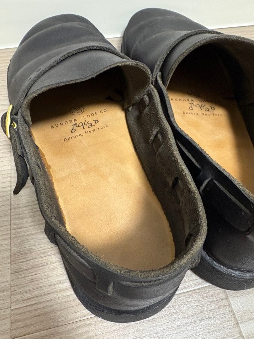 【値下げ済】aurora shoes 黒 レザー ストラップシューズ