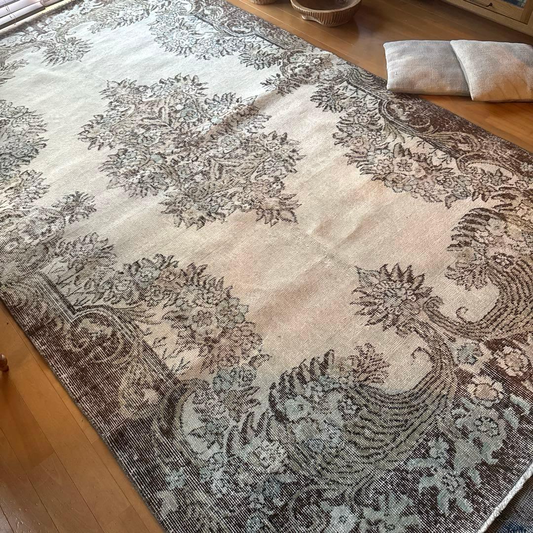 貴重超大判161.5×281ボタニカルメダリオン　トルコヴィンテージラグ