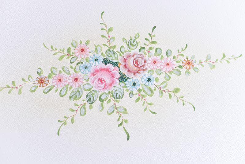 ロココ調 ガラス天板付きテーブル 120