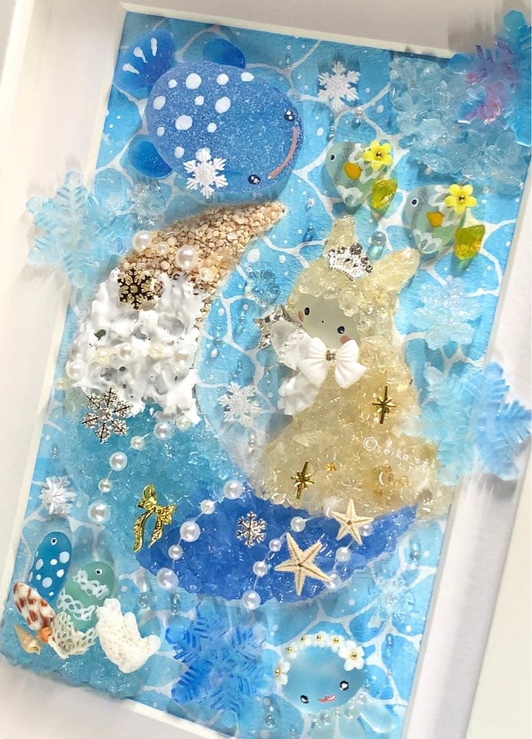 海のお月様とウミウシ姫 クリスマス インテリア アクアリウム シーグラスアート