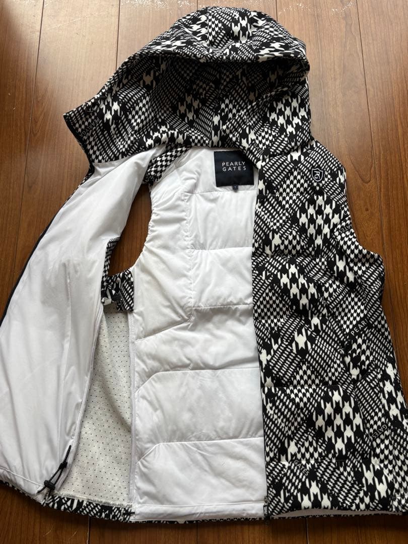 【PEARLY GATES】TEXBRIジャガード千鳥柄中綿フルジップベスト