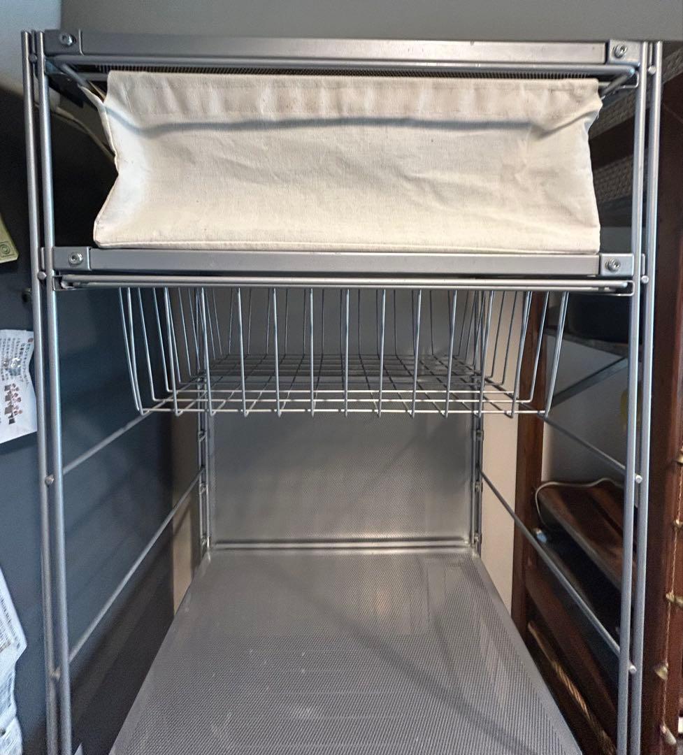 旧グレー無印　スチールユニットシェルフセット