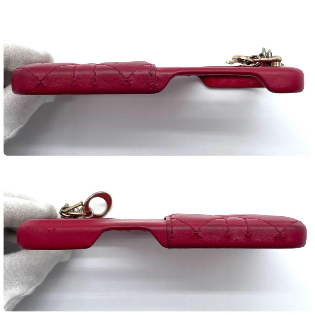 ディオール　iPhone14proケース　カナージュ　ラムスキン　ストロベリー