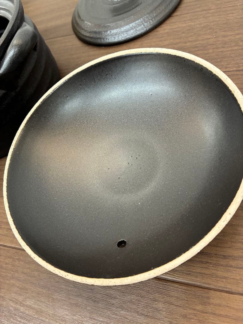 【未使用】萬古焼 特製二重蓋使用2合炊きご飯釜 ガスIH電子レンジ対応 千賀陶器