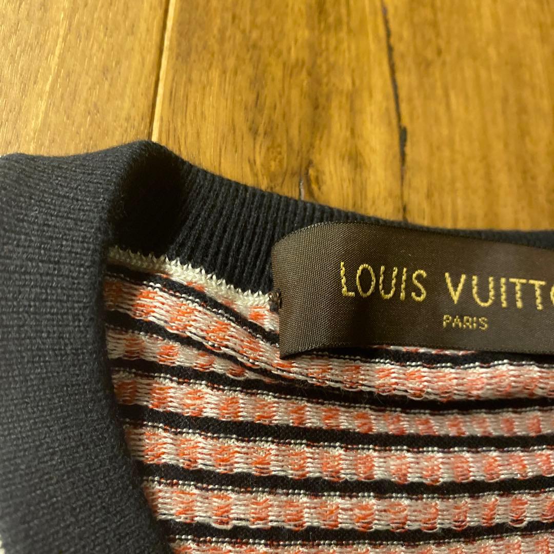 値下げ　VUITTON メンズ　ニット　セーター　L シルク　ボーダー　赤