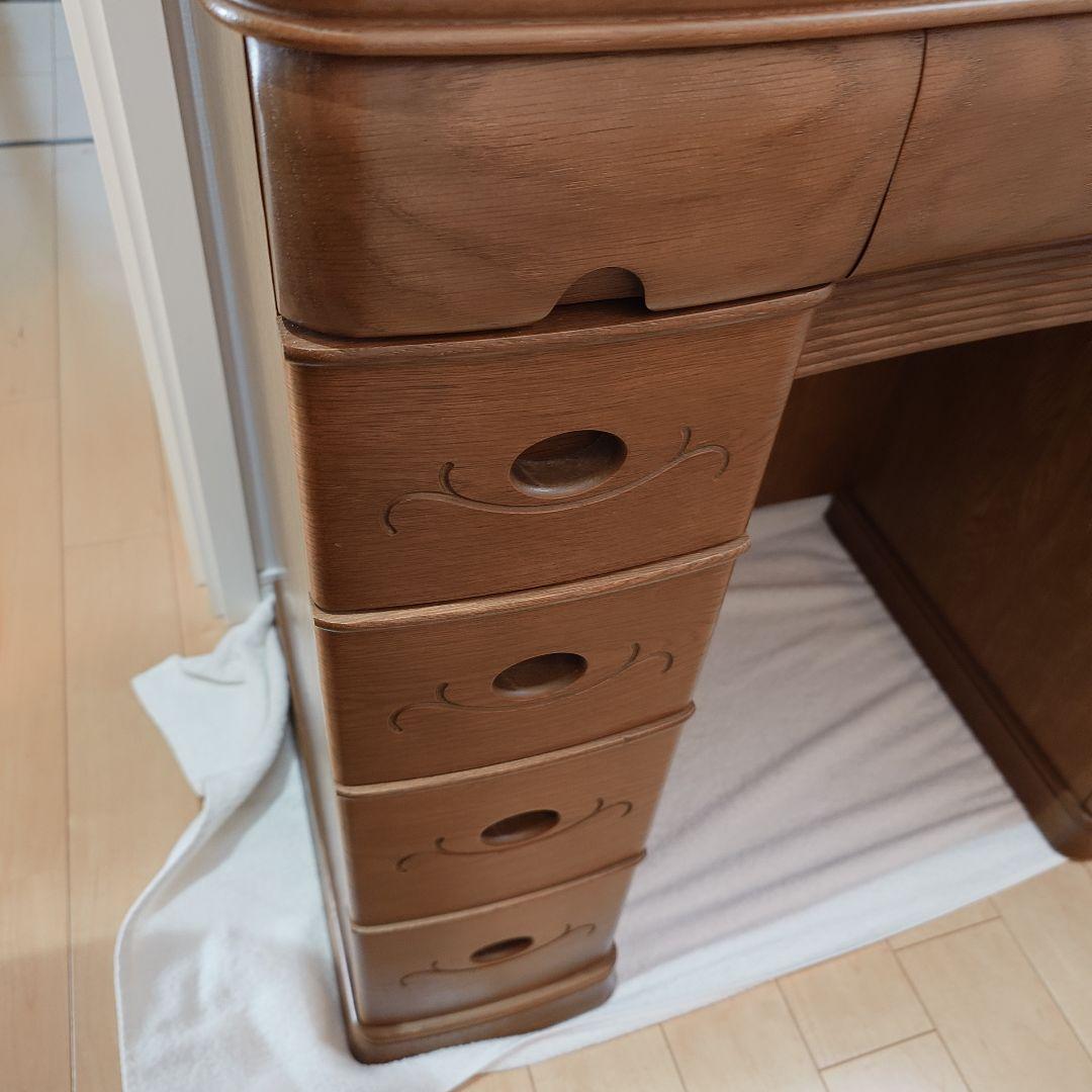 【送料込み】　天然木ドレッサー　鏡台　三面鏡　アンティーク　大塚化学　化粧台