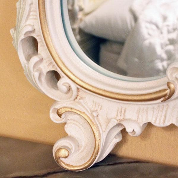 壁掛けミラー SILIK イタリア ロココ 姫系 白家具 シリック 鏡
