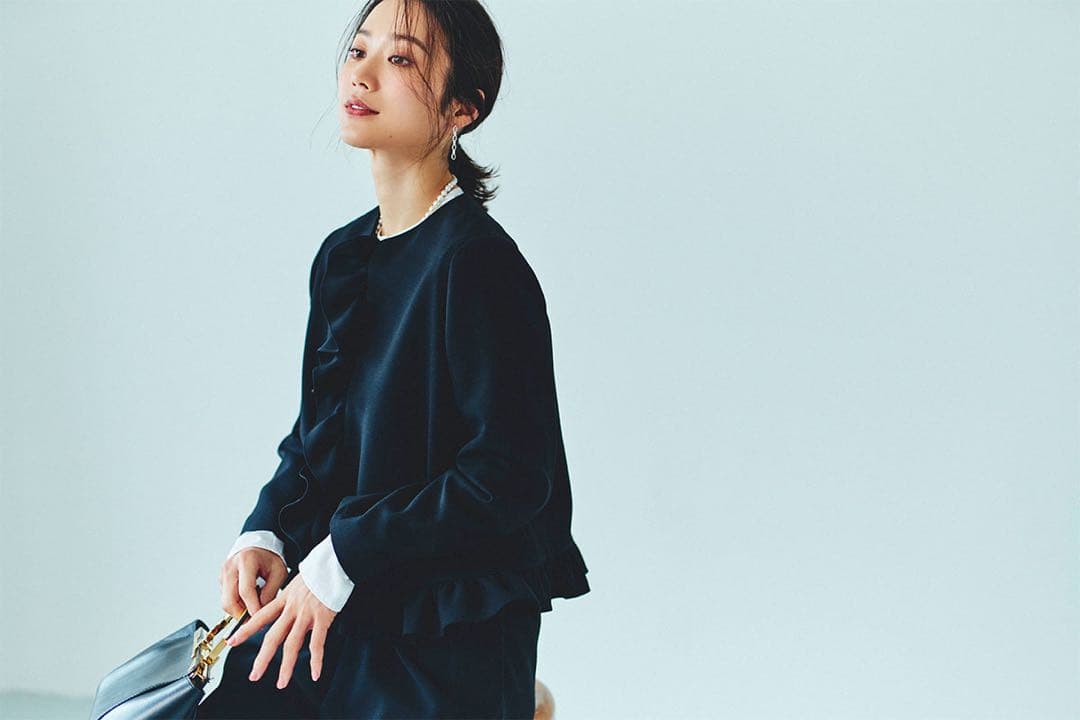 YOKOCHAN ラッフルフロントノーカラージャケット/36