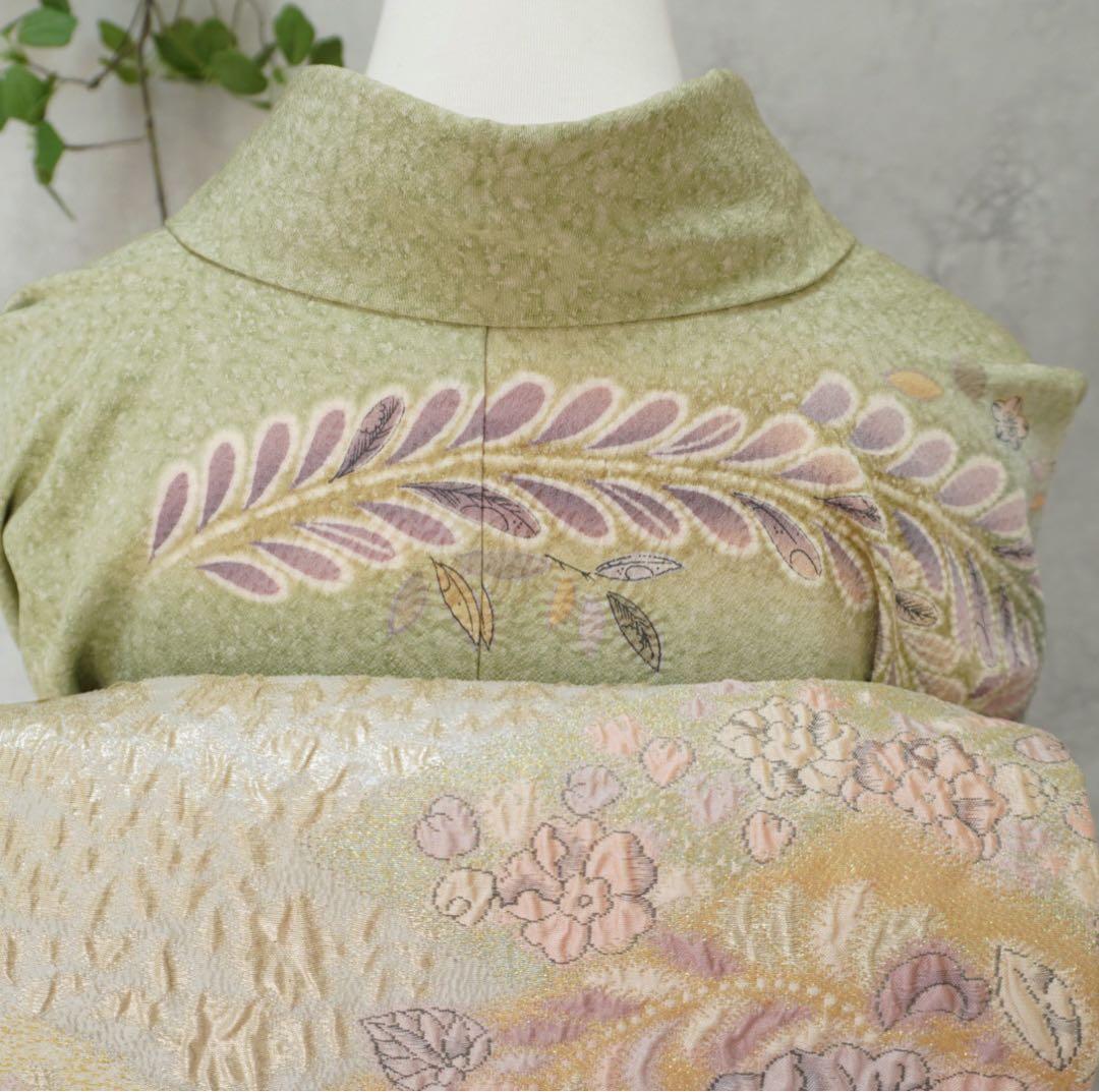 訪問着フルセット２６８▪︎辻が花　卒業式　入学式【訪問着、袋帯、帯締め、帯揚げ】