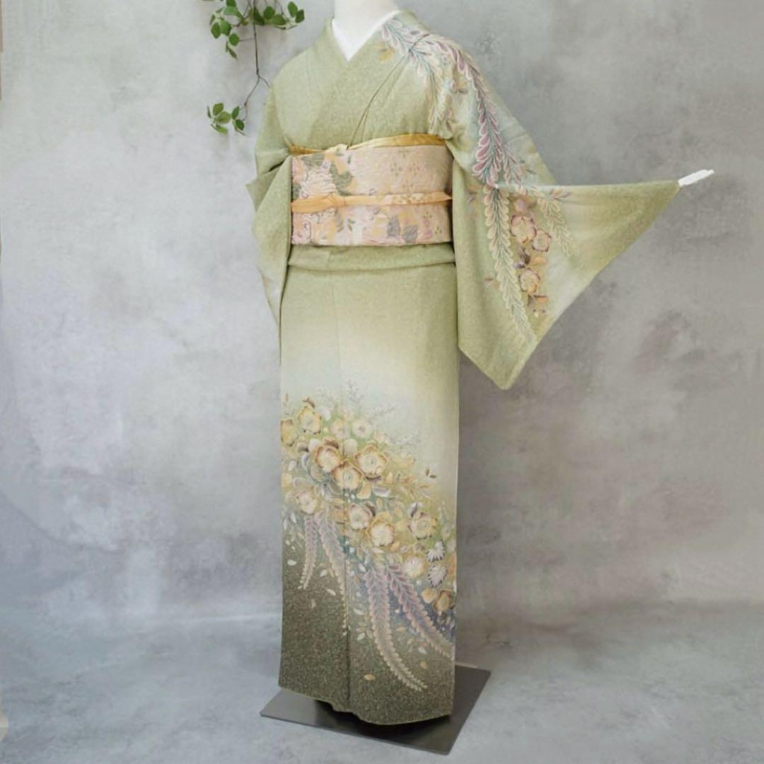 訪問着フルセット２６８▪︎辻が花　卒業式　入学式【訪問着、袋帯、帯締め、帯揚げ】