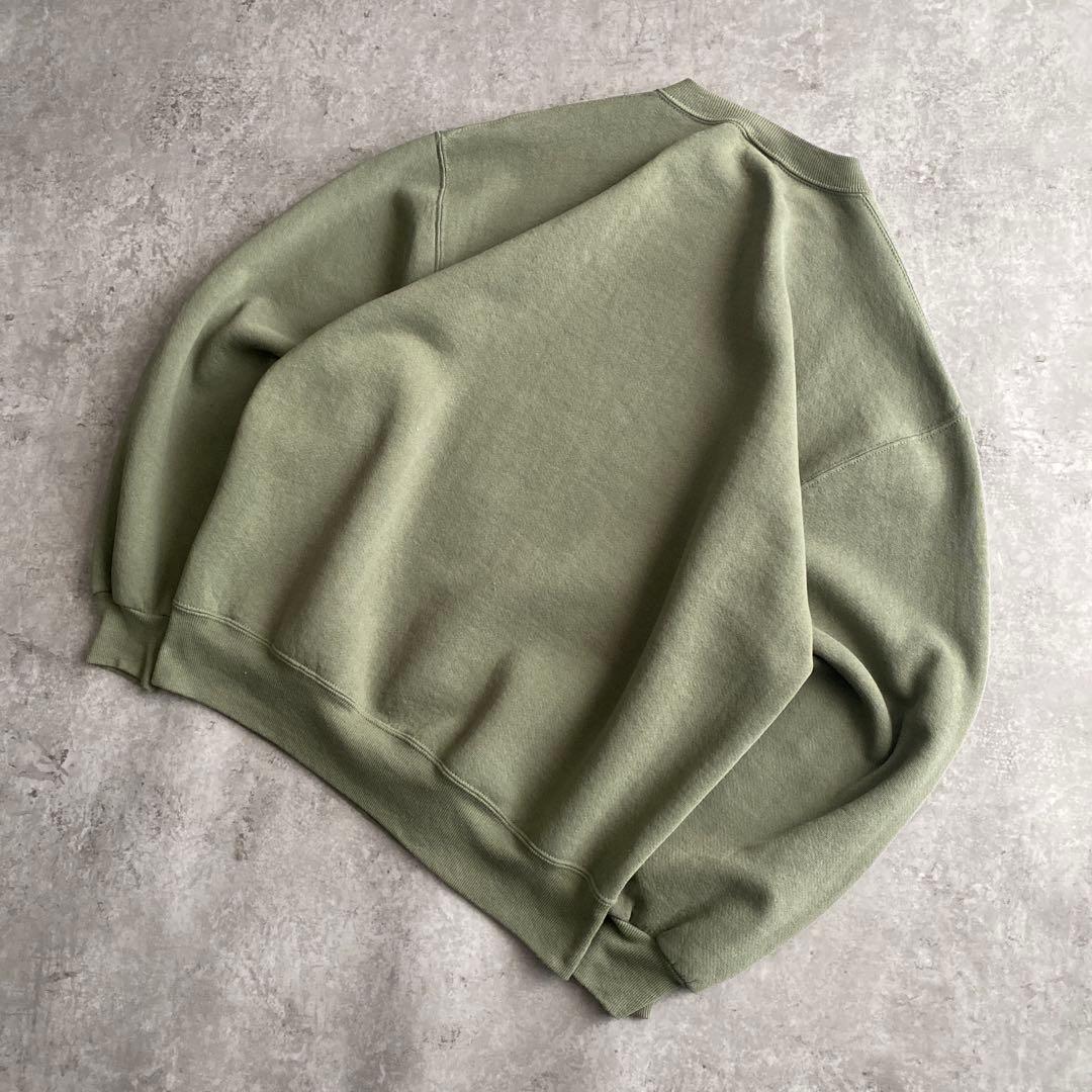 次は早々にありませんレアカラー90sラッセル前V無地スウェットUSA製モスL