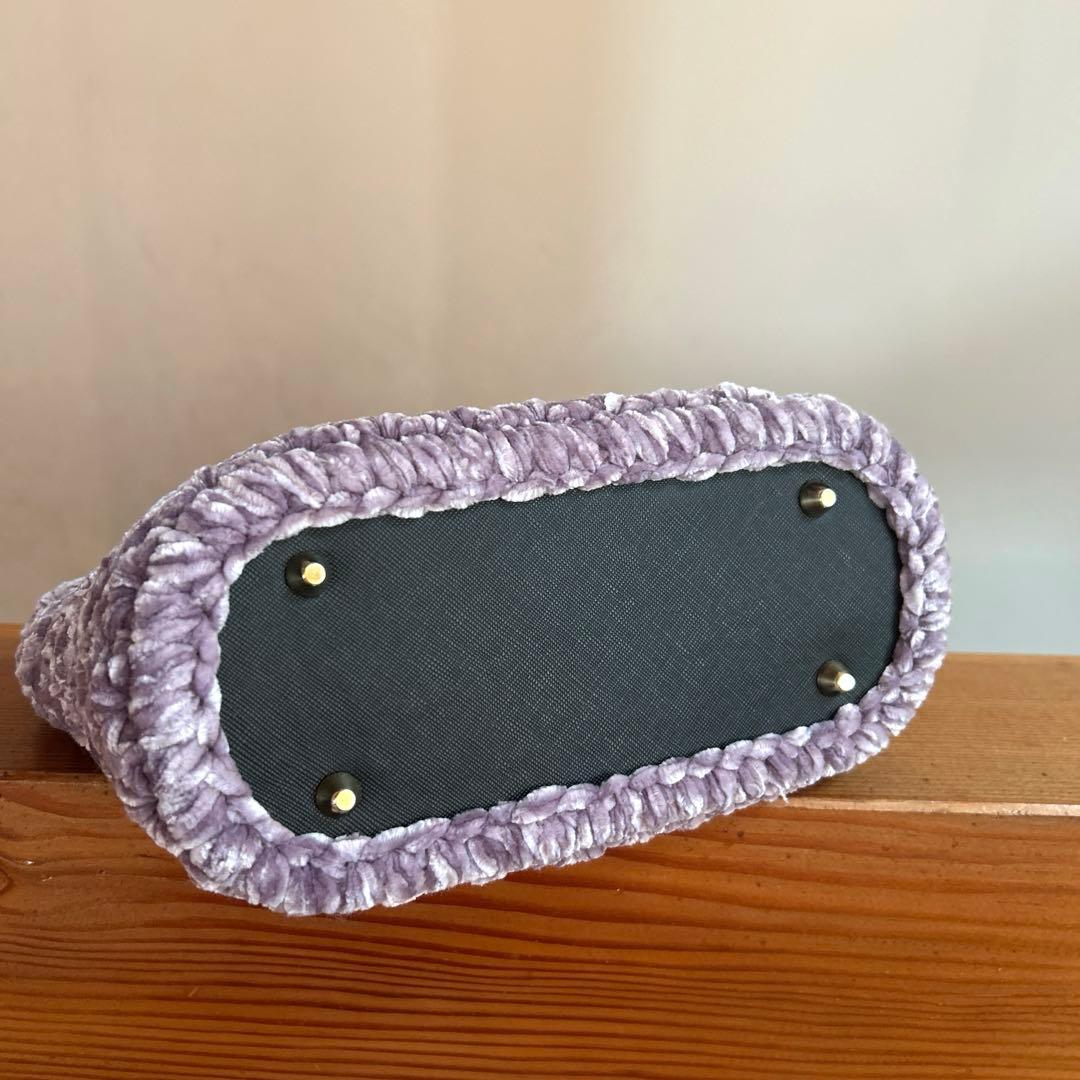 piko様♡ズパゲッティ マルシェバッグ　斜め模様　ベルベット