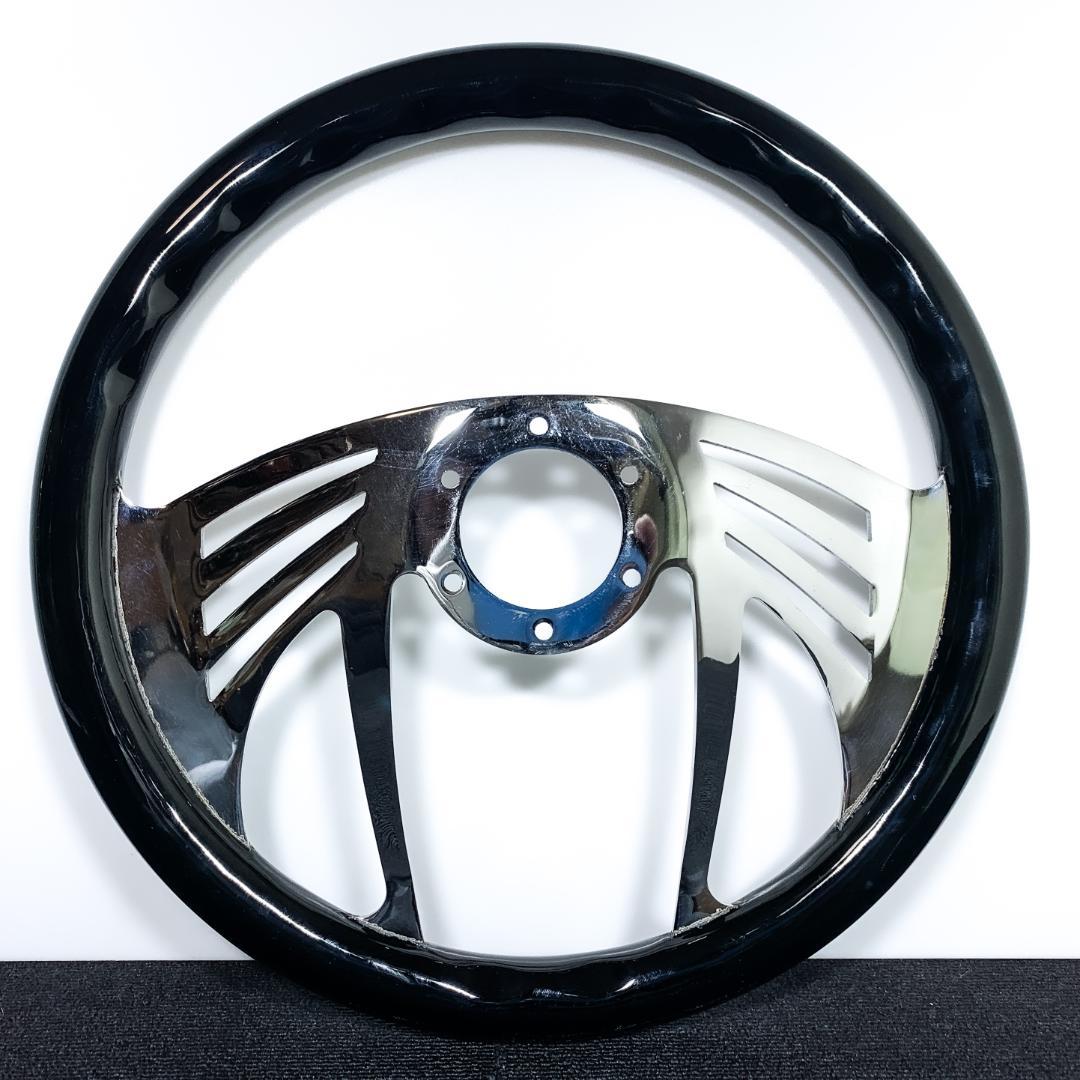 希少 ビレットステアリング ウッド×ブラック 35φ MOMOピッチ 当時物