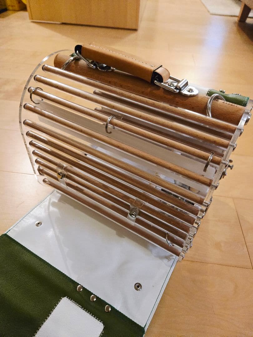 LITTLE BUDDY クリア小型インコ用 ケージ キャリー グリーン