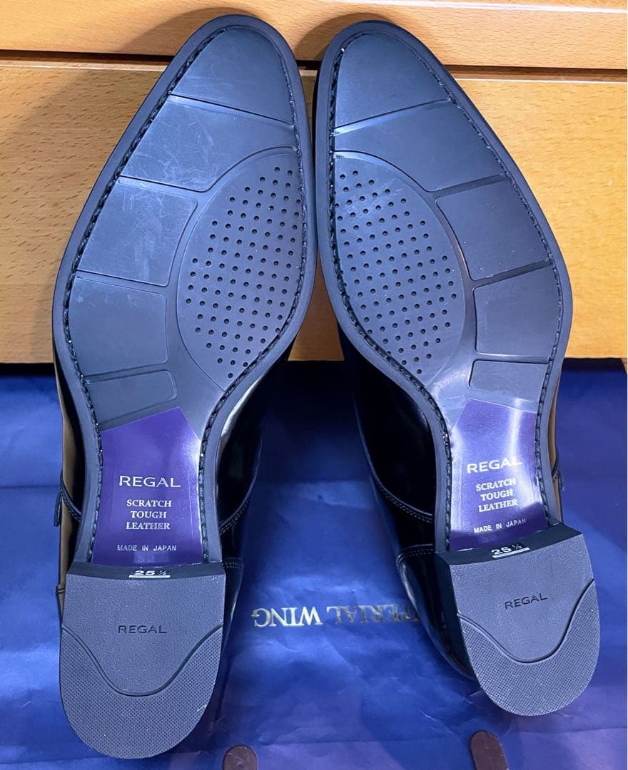 新品リーガルビジネスシューズモンクストラップスクラッチタフレザー25.5