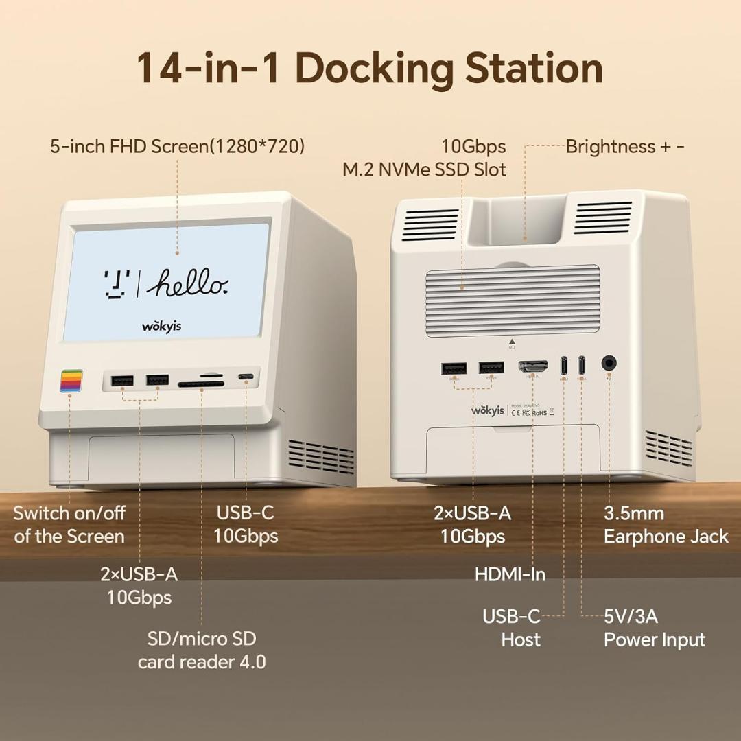 Wokyis M5 5インチモニター レトロデザインドックステーション