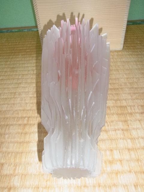 ◆未使用 1970年代 岩田工芸硝子！ガラス工芸家 岩田久利 花瓶 縦20cm