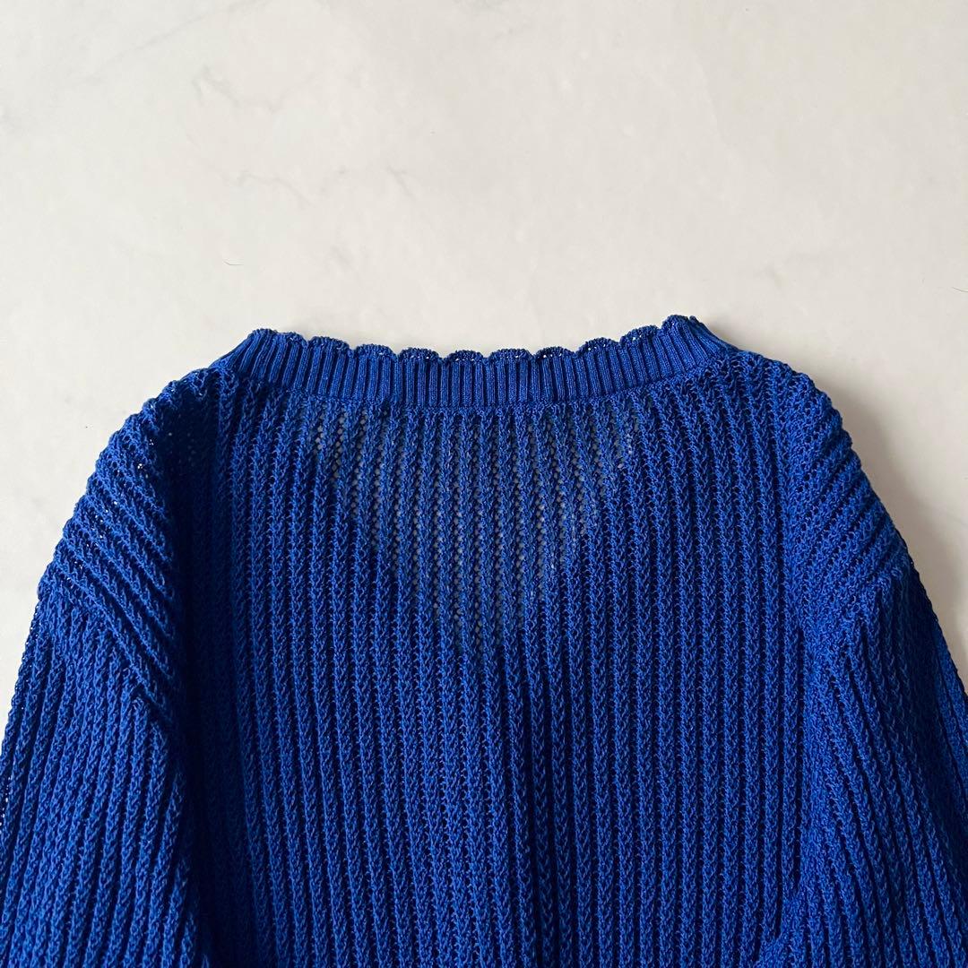 ほぼ未使用 Rene パール カーディガン ブルー ニット 現行 2023年製