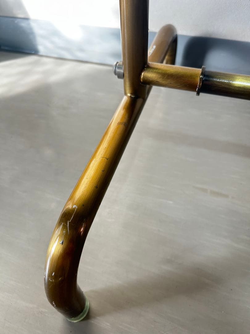 【美品】 ハンガーラック 90cm 丸パイプ アンティークゴールド 真鍮