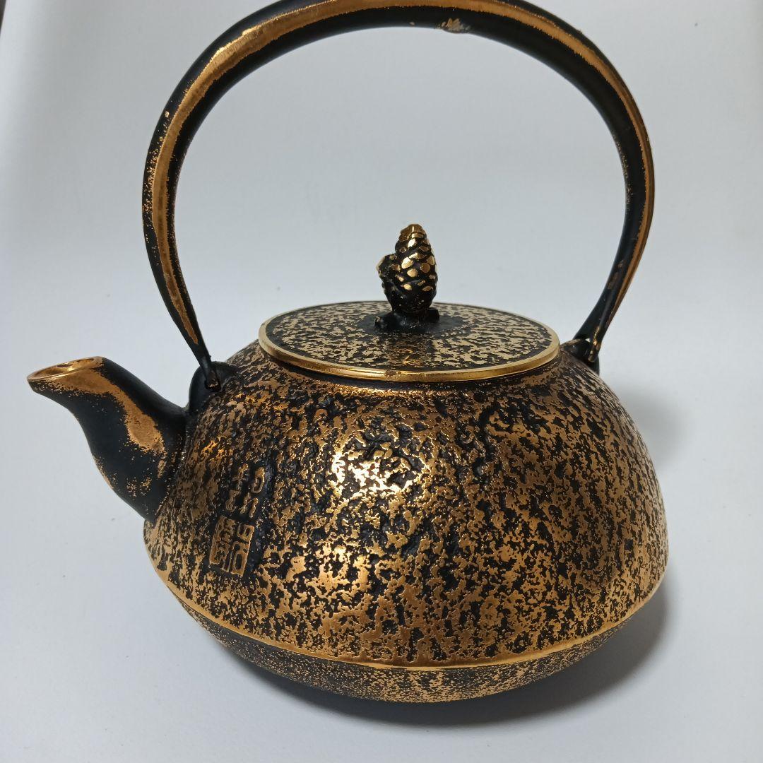 南部岩鋳　 純金　純銀着　美濃華林作　鉄瓶