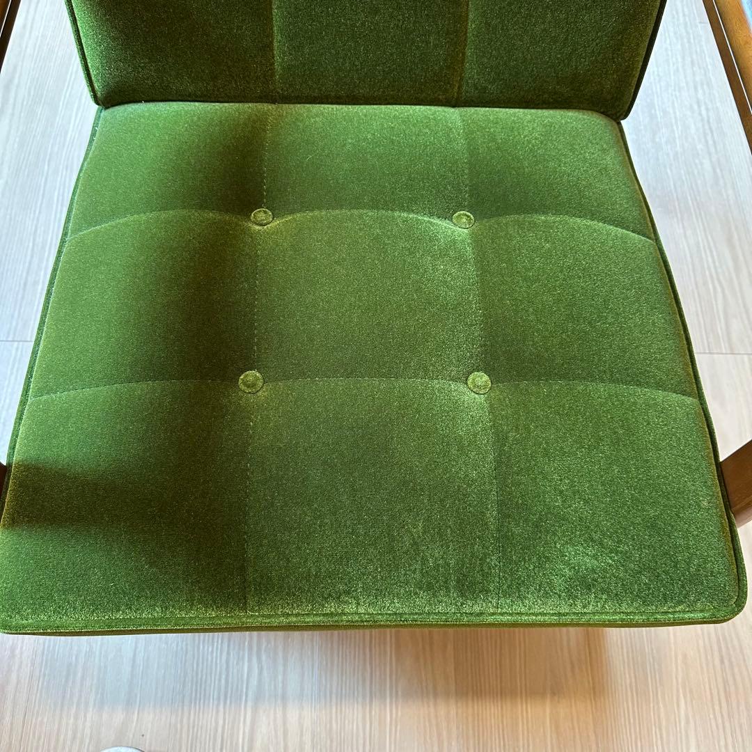 カリモク60 Kチェア 1シーター　モケットグリーン【美品】