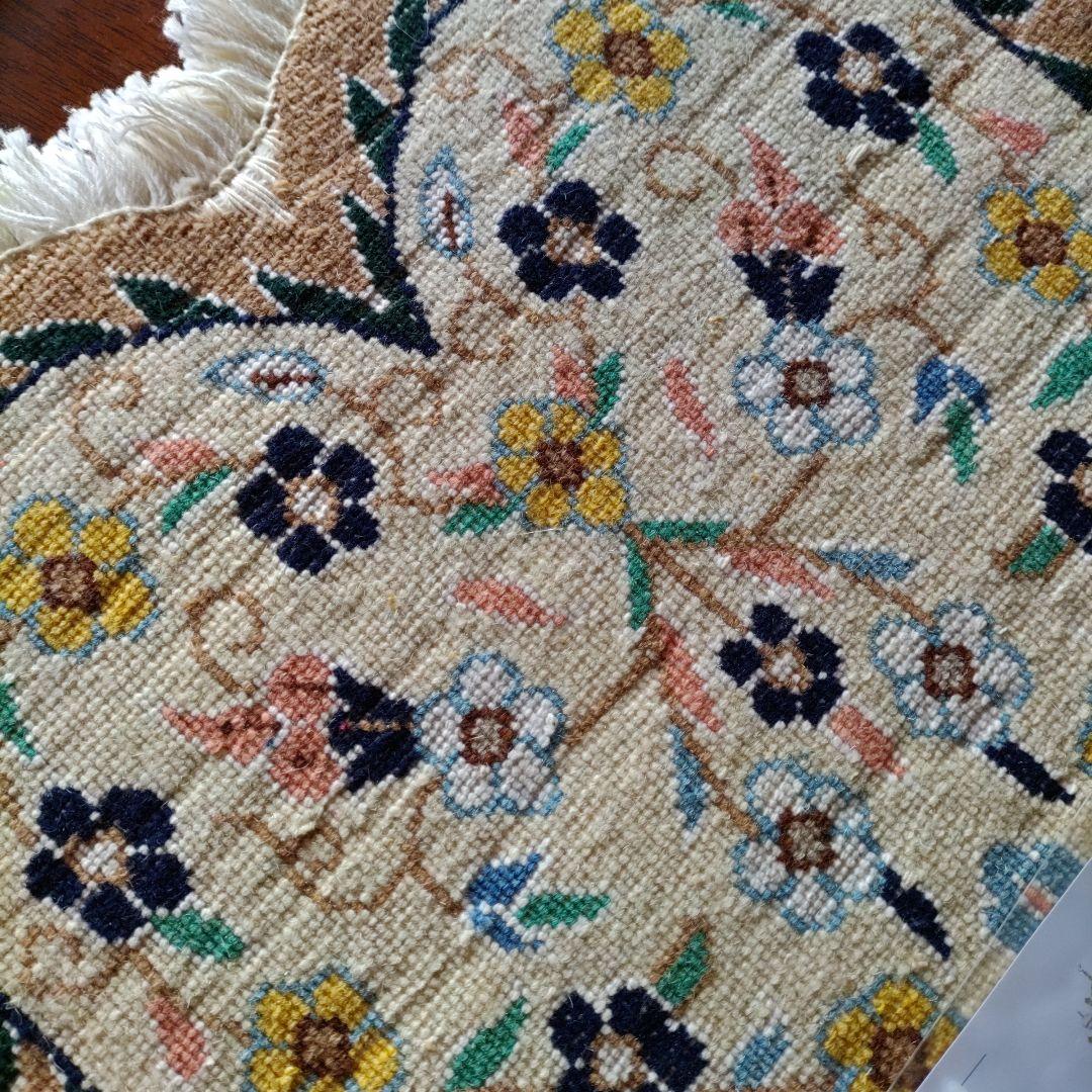 ハート ペルシャ絨毯イラン ナイン産 手織り ミニチェアマット 座布団