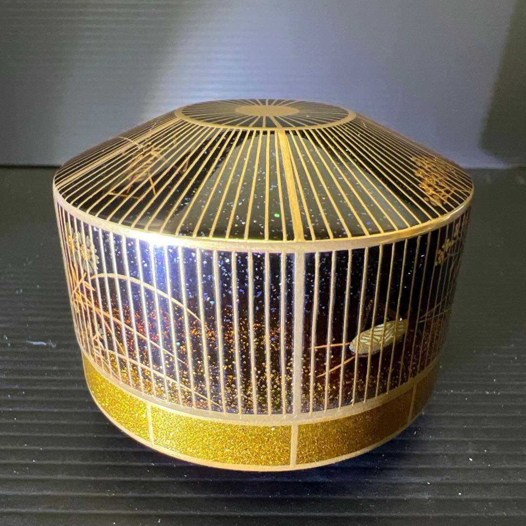 輪島塗名工　代田和哉　虫籠形香合　鈴虫蒔絵　共箱　東Y7-0725⭐︎2Fトトヒサ