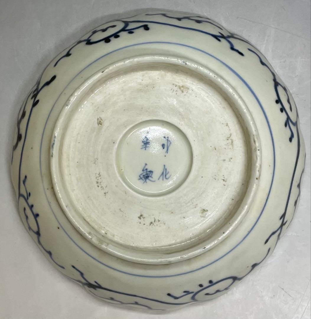 古伊万里　染付　蛸唐草文　松竹梅　膾皿　なます皿　5客　Ka334