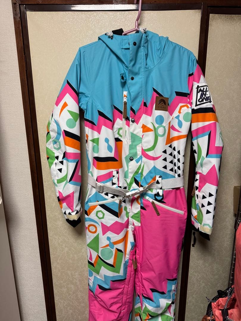OOSC スキーウェア マルチカラー ジャンプスーツ　スノーボードウエア