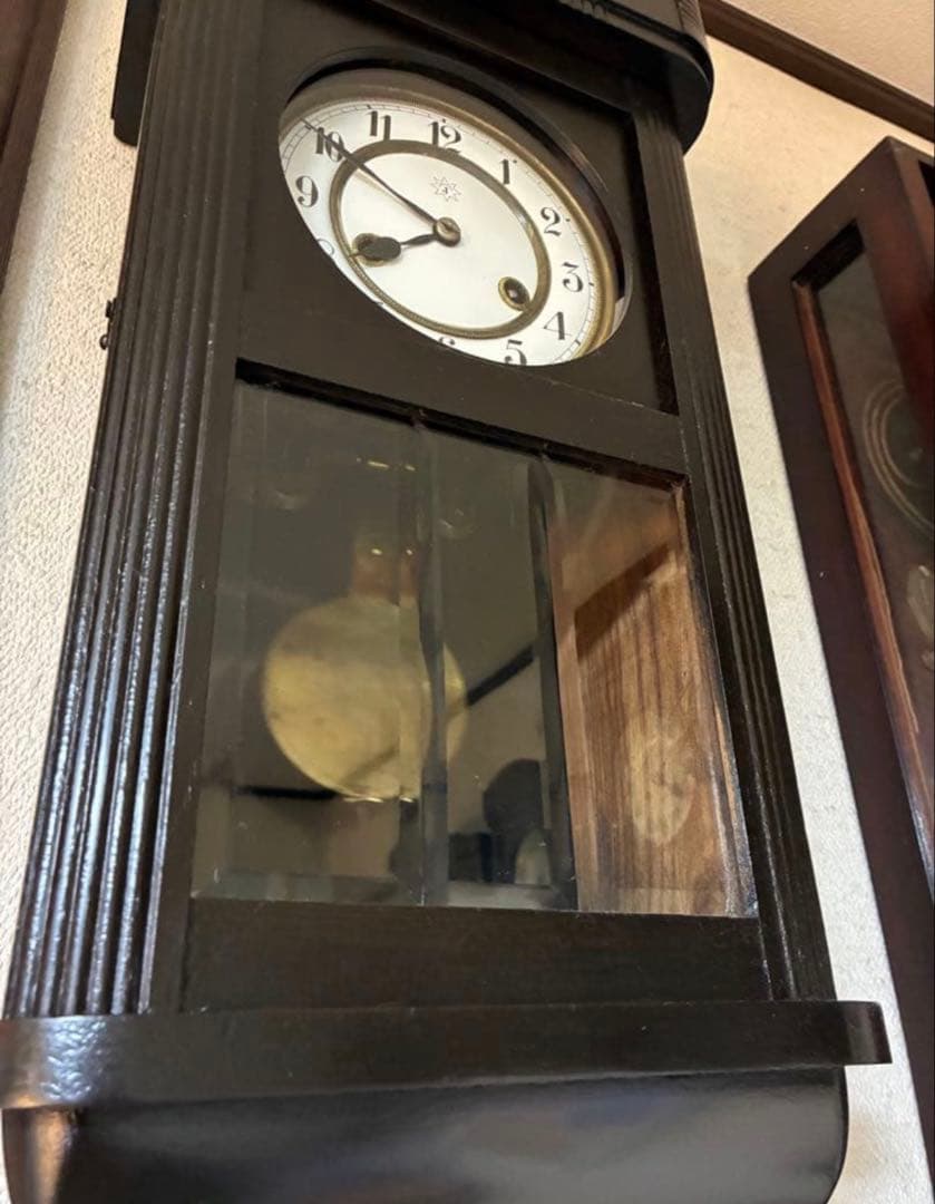 ドイツ製　ユンハンス　柱時計　掛け時計　古時計　アンティーク　琺瑯