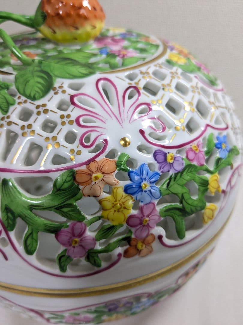 ヘレンド ファンタジー ボンボニエール 大型 透かし彫刻