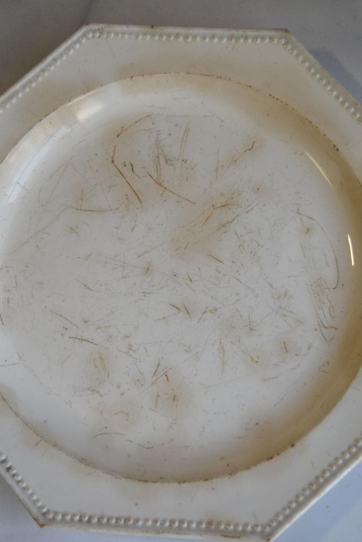 専用　初期モントロー　ファイアンスフィーヌ　襤褸の美しいオクトゴナル皿