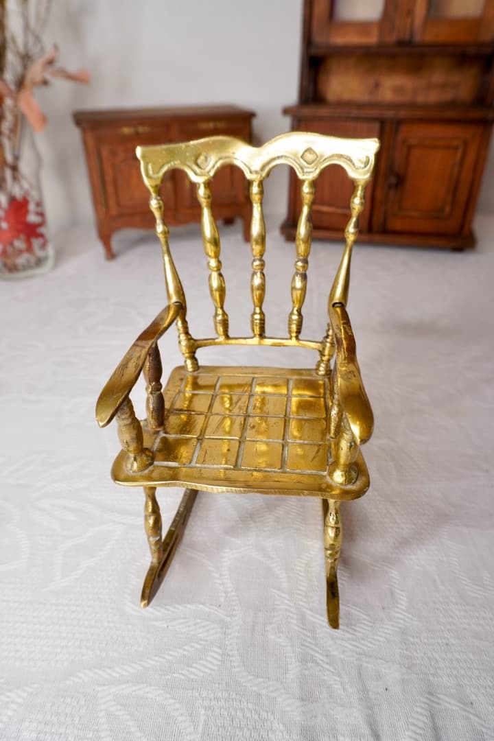イギリス アンティーク 真鍮製 ミニチュア ロッキングチェア